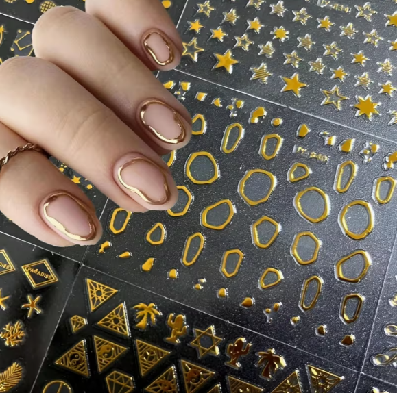 Golden Nail Art Sticker - Image 3