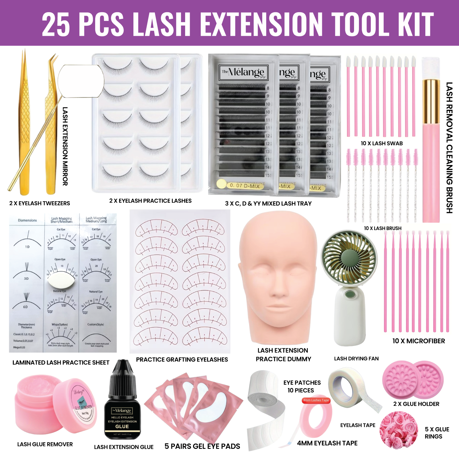 Professional 25 Pcs Eyelash Extension Kit - Image 2